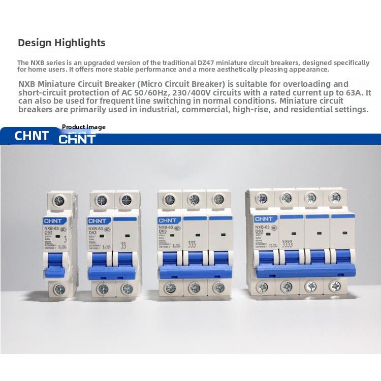 正泰d型空气开关断路器电源保护电机保护380V Nxb12P3P4Pd10D63