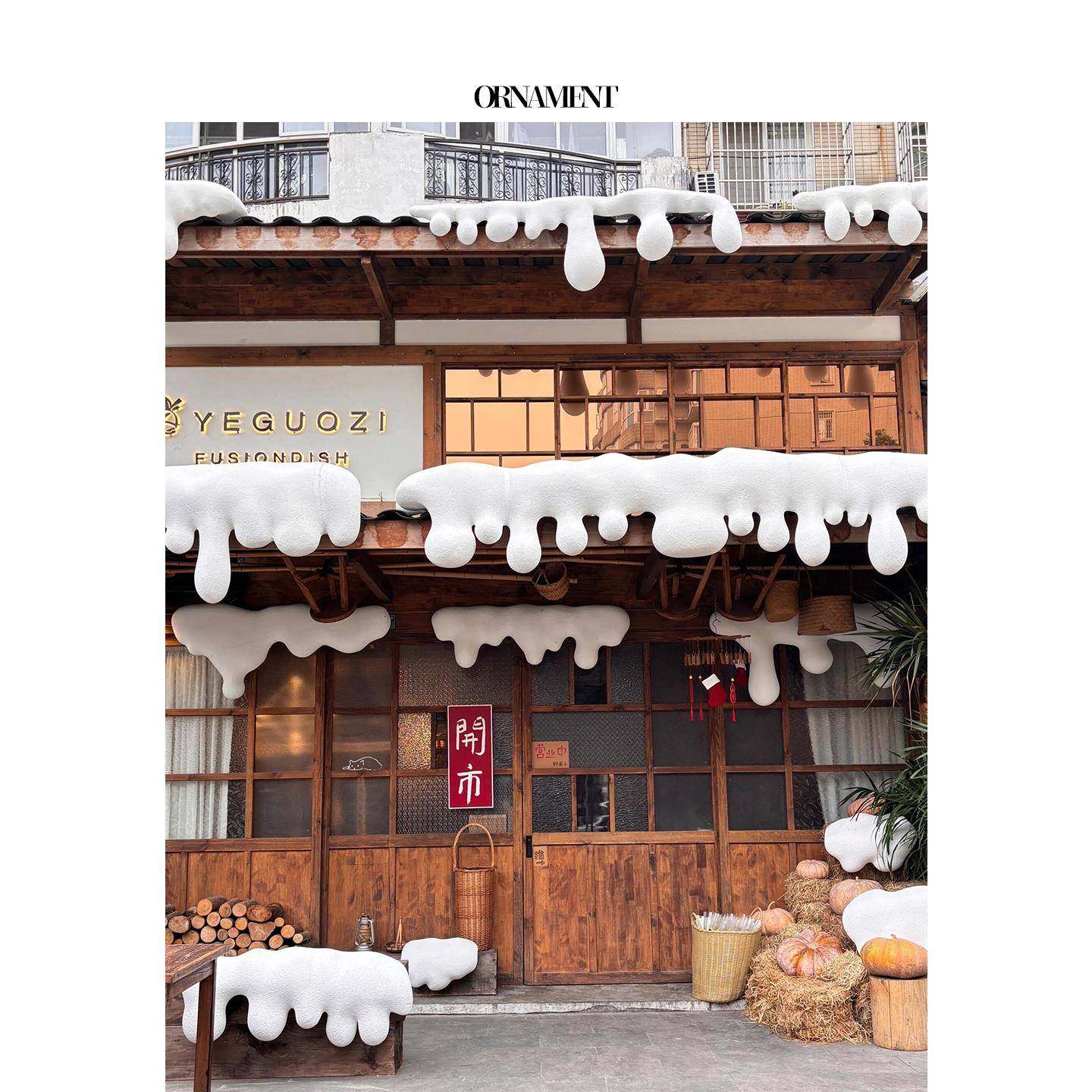 圣诞节假雪花雪景造景户外装饰品氛围场景布置挂件耶诞门店头道具