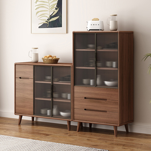 全实木餐边柜一体靠墙现代简约北欧厨房客厅储物柜茶水柜边柜酒柜