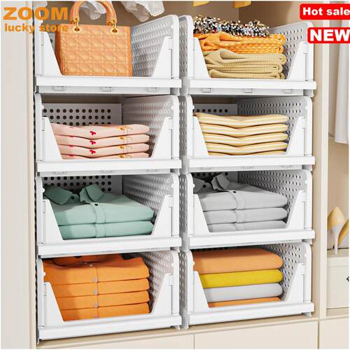 Stackable Closet Storage Basket Foldable Organizer cabinet