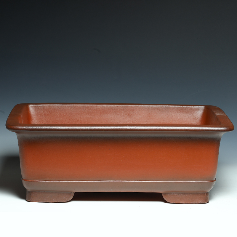 宜兴紫砂花盆陶瓷底带长方型盆景盆特大号中国风古典客厅套盆60cm