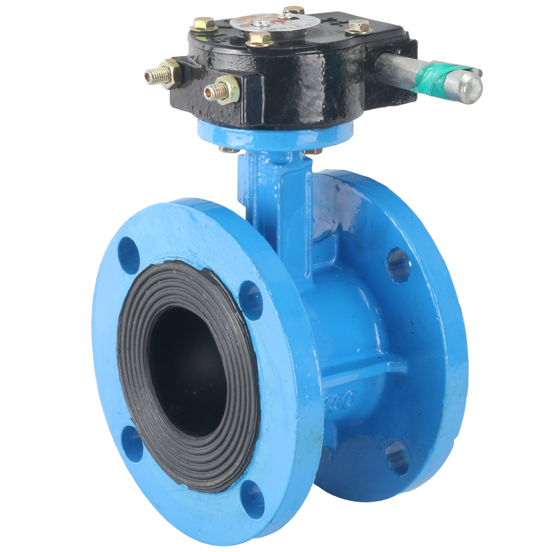 涡轮法兰蝶阀D341X-16Q沟槽手动软密封蝶阀DN40 50 65 80 1Y00 15