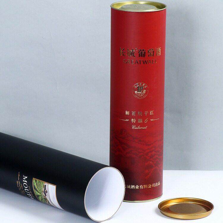 定制红酒葡萄酒高档马口铁纸罐牛皮纸筒精油橄榄油圆筒UV印刷