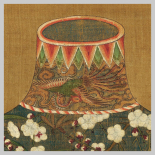 饰挂画 元 陈琳 葫芦花瓶图 国画花鸟绢画仿古画微喷复制画玄关装