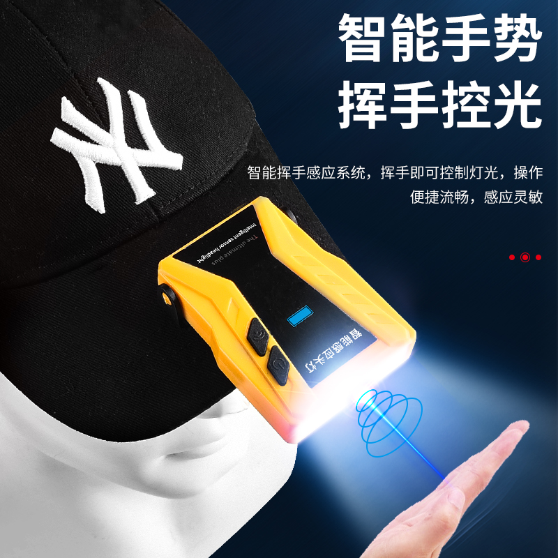 银诺头灯钓鱼充电头戴式超亮迷你超轻强光小号夜钓感应夹帽灯
