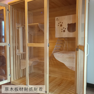 实木猫柜特大猫房子宠物屋豪华猫别墅猫产房繁殖笼展示柜专属定制