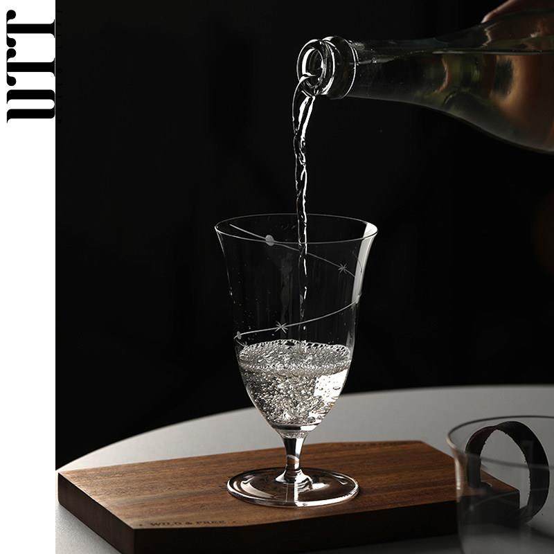 星轨玻璃酒杯刻花高脚杯女生高颜值创意微醺鸡尾酒水杯咖啡杯茶杯