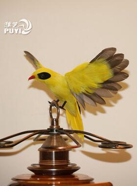 彷真羽毛鸟蜂鸟黄鹂展翅摆件室内装饰庭院橱窗摄影道具工艺品模型