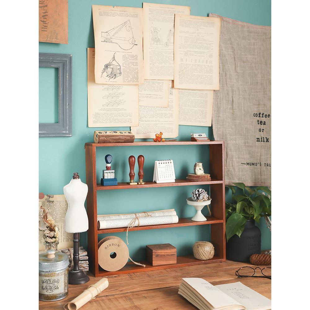 墙上置物架免打孔墙壁挂墙书架木质多层挂壁收纳盒客厅实木墙柜