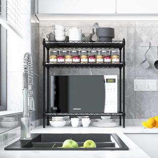 家庭厨房3层小架子微波炉整理架蔬菜瓜果调料碗盘收纳储物台面架