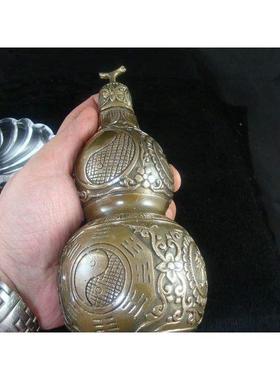 中式纯铜葫芦摆件家居书房客厅办公室仿古工艺品风水八卦葫芦卧室
