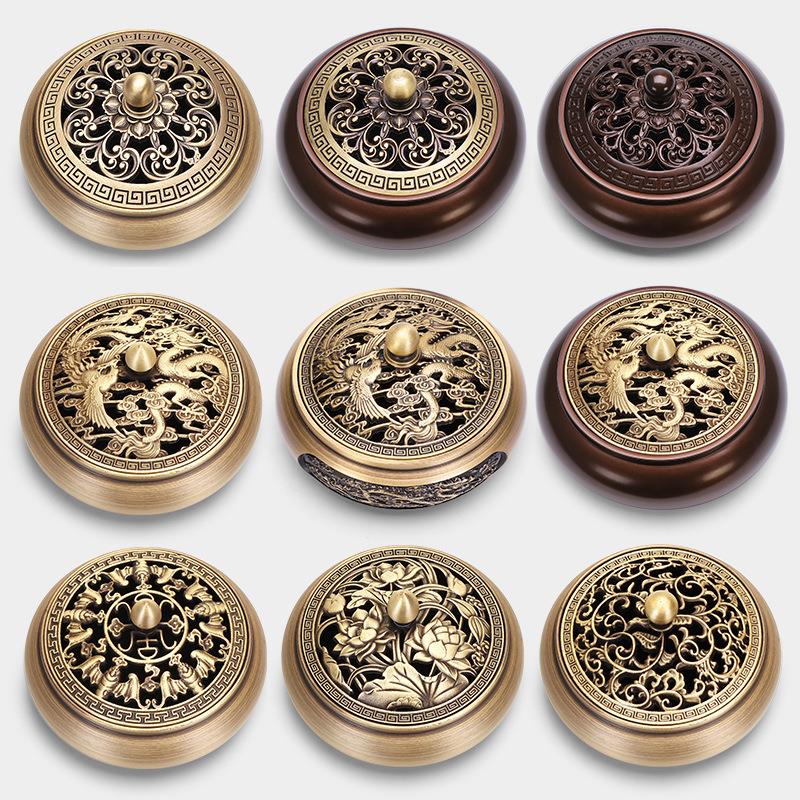 香炉黄铜家用室内檀香仿古盘香炉创意摆件香薰炉沉香熏香炉