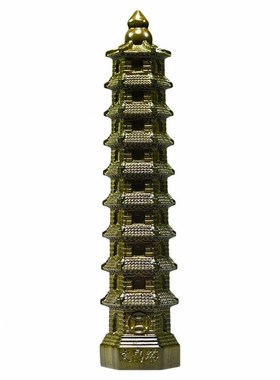 天然绿色檀木质九层十三层文昌塔木制雕刻摆件木头13层9层文昌塔