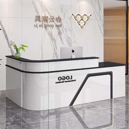 前台接待台吧台桌收银台店铺小型柜台办公桌圆弧水果店简易便利