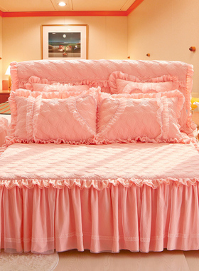 韩版公主床罩床裙式单件蕾丝花边床单保护套18x20x22m床套夏天