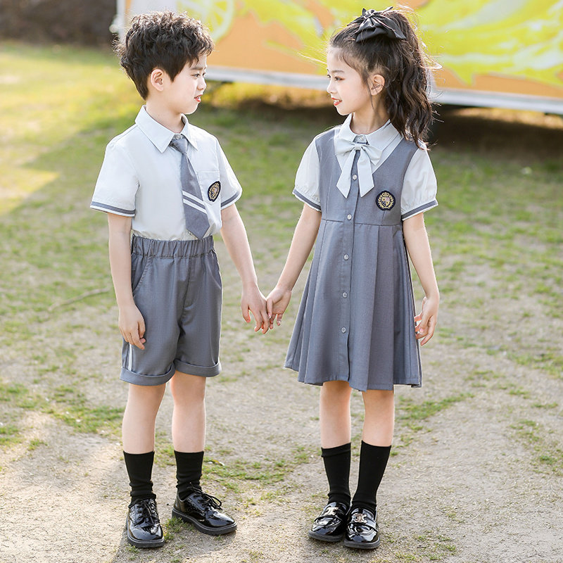 定制小学生校服套装夏季英伦风衬衫毕H业服装服儿童班服幼儿园园