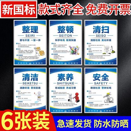 6S管理标识牌车间仓库5S/7S展板挂图8S会议室海报10S企业文化标语