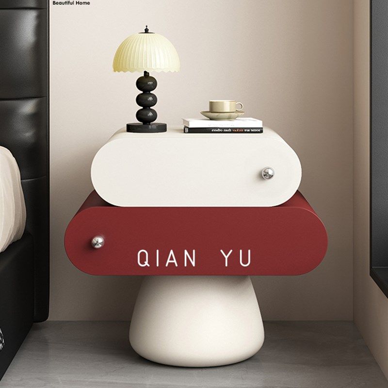 2025新款实木床头柜卧室家用法式奶油风床边抽屉柜旋转设计高级感,住宅家具,床头柜,淘宝优惠券,粉丝福利购,淘宝优惠卷