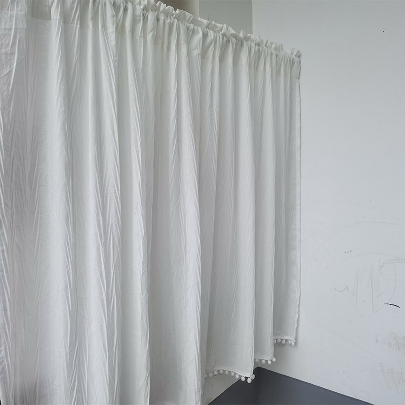 厨房半遮光小窗帘美式半帘短帘免打孔不透人门帘魔术贴半截遮挡帘