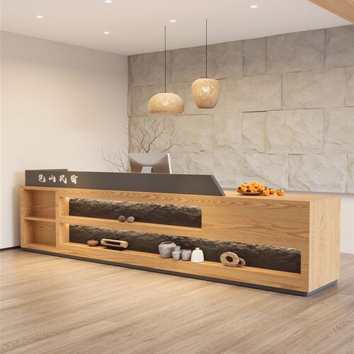 原木风民宿奶茶咖啡店饭店定制吧台商用前台接待Y台酒店餐厅
