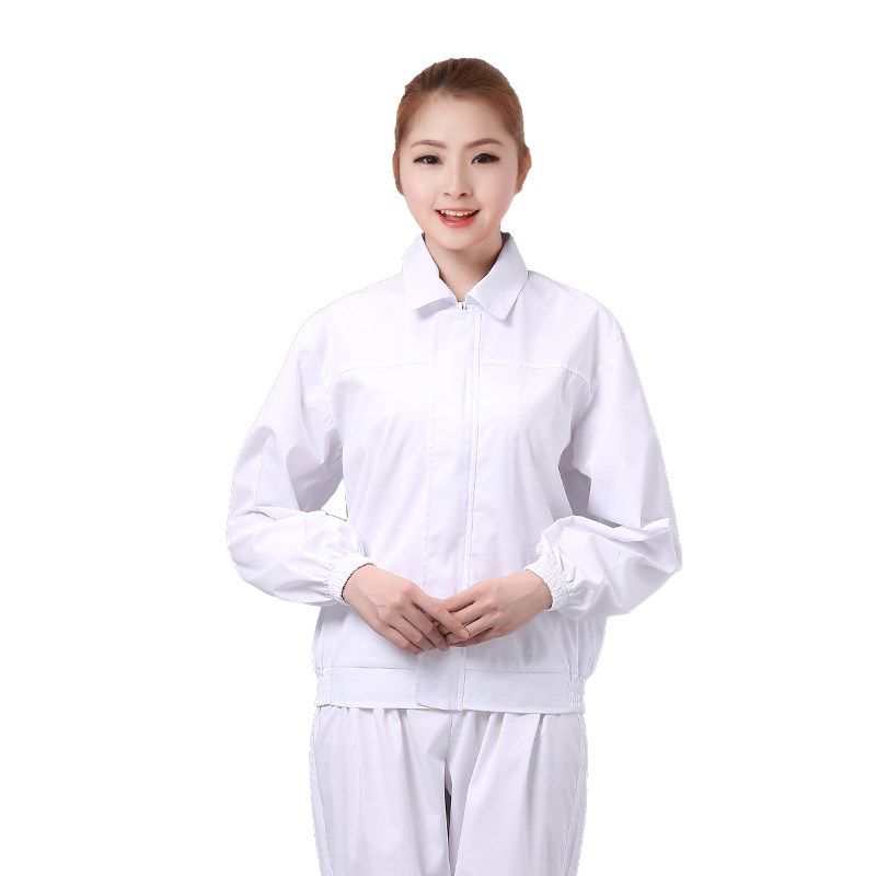 春秋长袖食品加工厂工作服卫生白色洁净服长袖套装薄制药工厂分体