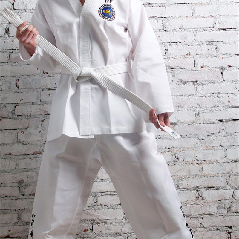 天拳成人儿童跆拳道服ITF跆拳道服装全棉涤棉跆拳道道服全刺绣