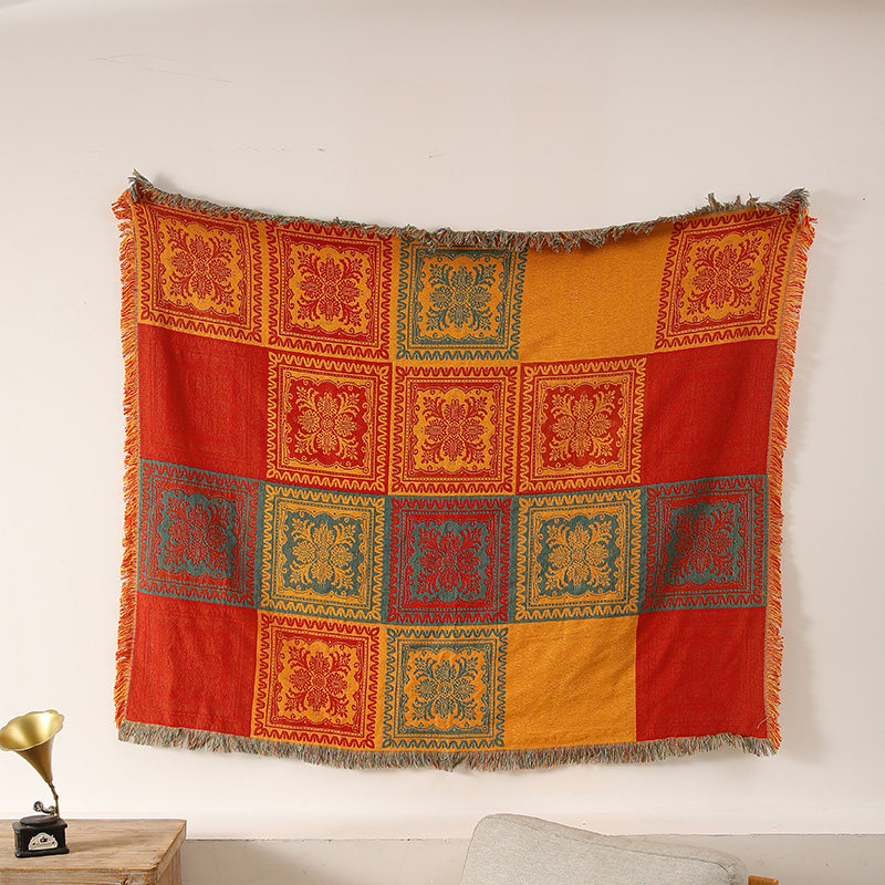 新中式单人沙发套沙发巾沙发毯盖布防尘布酒店民宿装饰毯露营毯