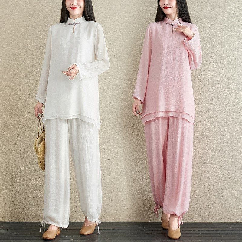 白色太极服套装女新款休闲太极服装女道服太极拳练功服女夏季