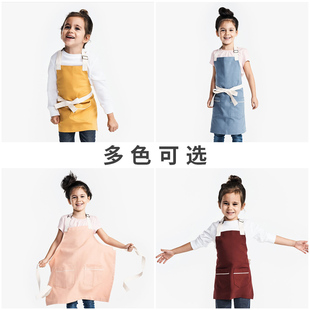 新款儿童围裙画室可爱围腰烘焙美术围兜2021网红专业定制logo印字
