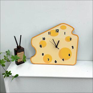 奶酪新款创意装饰挂墙钟表蛋糕店餐厅客厅厨房静音个性时钟挂钟