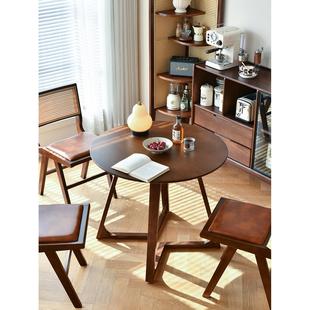 家用客厅实木圆形喝茶桌阳台桌椅组合新中式极简茶几台泡茶小桌子
