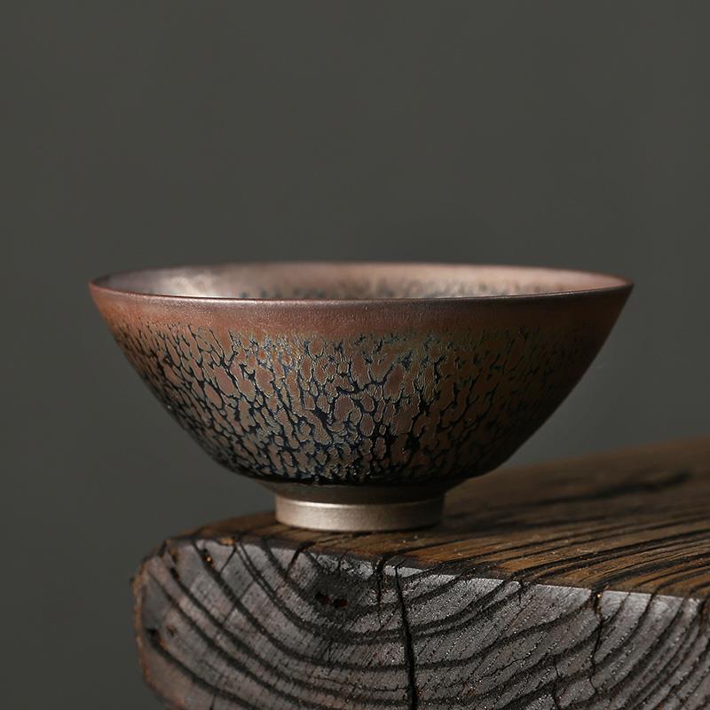 曾广旭天目釉建盏粗陶功夫茶盏斗笠杯纯手工陶瓷主人杯单杯茶碗