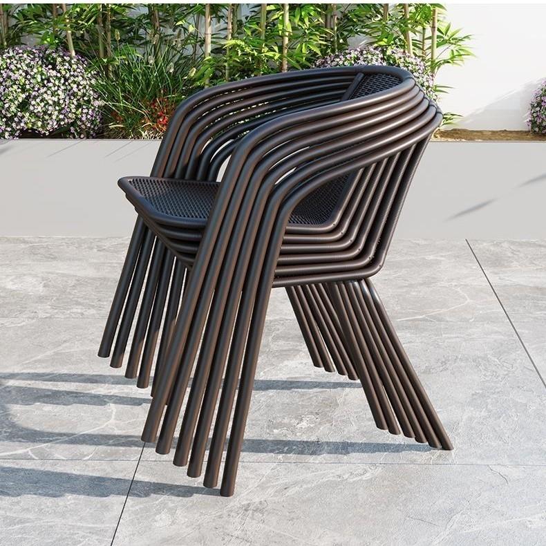 靠背椅仿藤椅家用餐椅子围椅办公椅会议椅阳台桌椅防雨防晒牢固