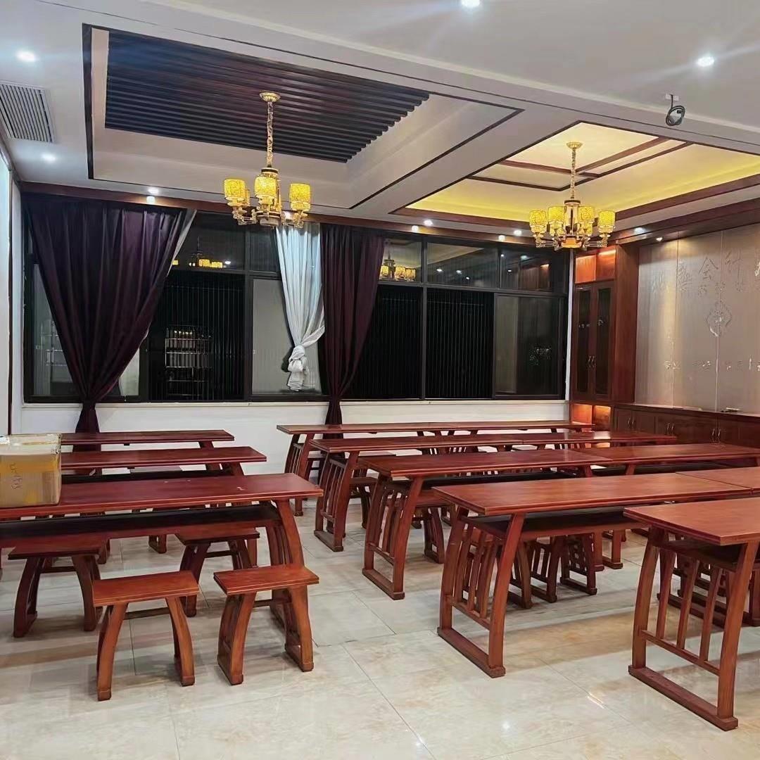 新中式实木儿童书法书画教学桌椅实木马鞍桌椅国学培训教学课桌