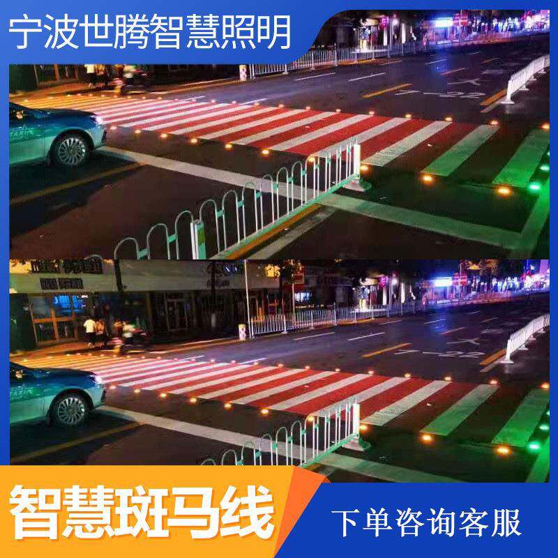 腾全智慧斑马线人行横道语绿音提示红灯世腾世智能发安光灯柱 - 实物图