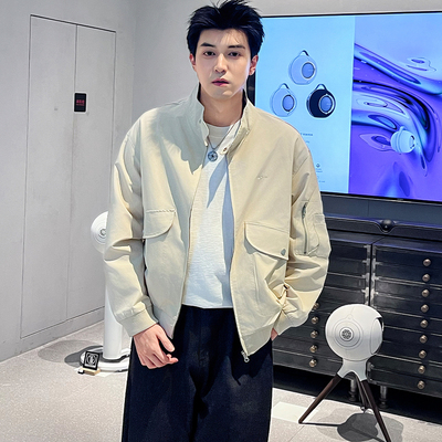 2025秋季新款美式复古立领工装衣夹克男休闲百搭潮牌做旧美式外套