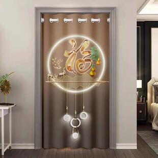 高级感新中式布艺门帘隔断帘厨房防油烟挂帘卧室房间玄关遮挡帘子