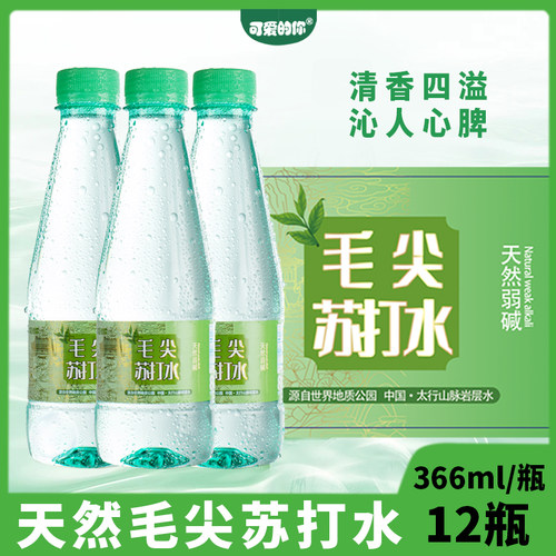 【现货速发】天然毛尖苏打水366ml*12瓶装0糖0卡解渴饮用水