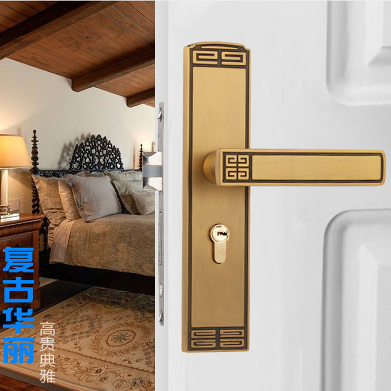 家用中式静音锁卧室锁卫生间木门锁通用型室内门锁磁吸房门把手锁