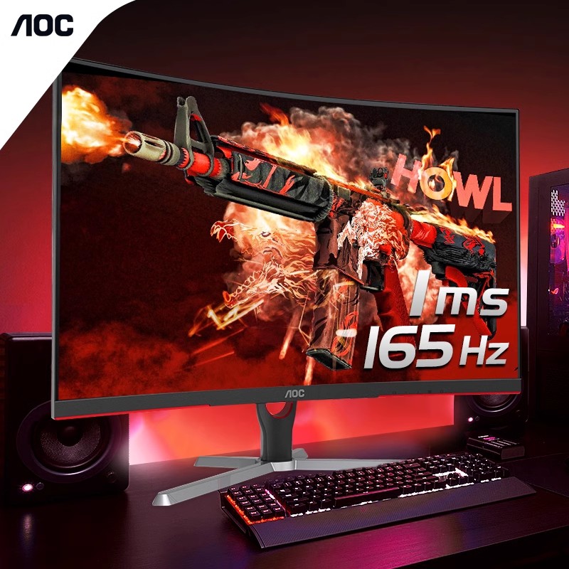 AOC32英寸2K165HZ电竞曲面1000R电脑显示器CQ32G3SE台式144屏幕27