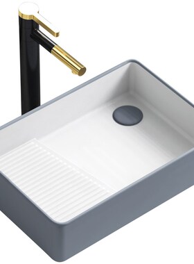 洗衣机洗手槽台上盆陶瓷左右后侧排下水搓衣板偏口偏孔灰色洗衣池