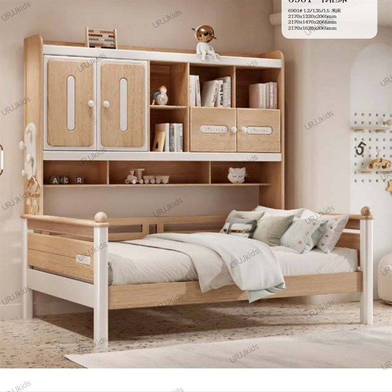 全实木儿童衣柜床一体小户型家用卧室储物男孩女孩小房间床带柜子