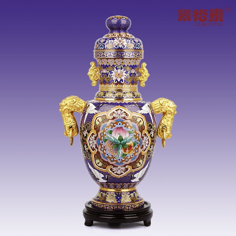 景泰蓝花瓶摆件吉福垒铜胎客厅装饰商务外事送老人生日礼品工艺品