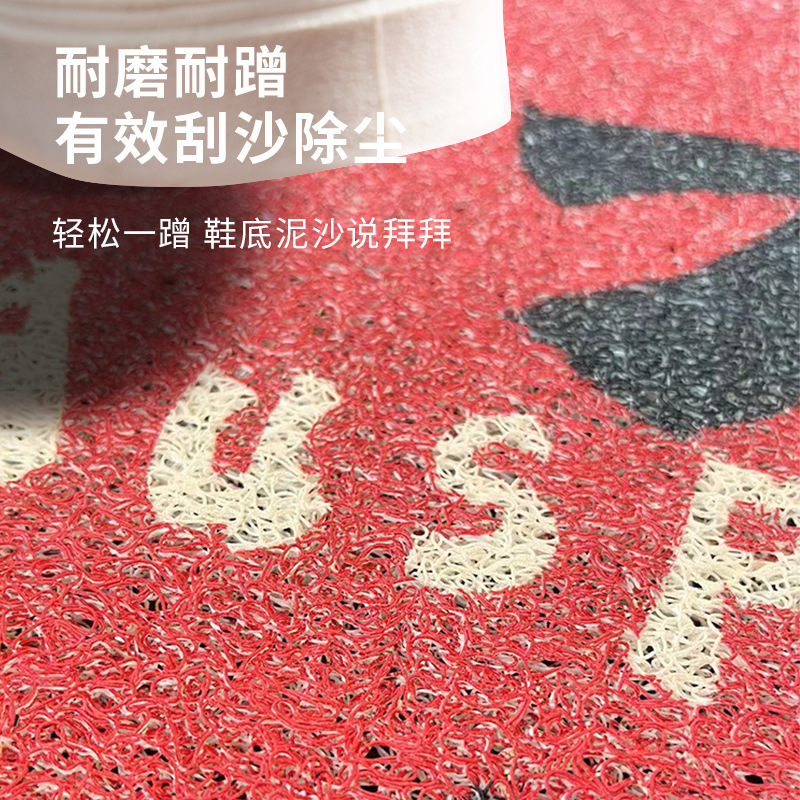 红色丝圈进门地垫入户门垫防滑除尘蹭土玄关地毯门口脚垫子可裁剪