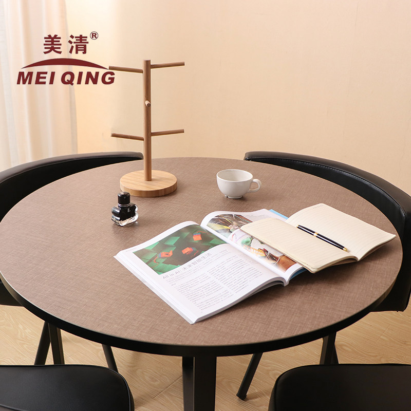 台布圆桌桌布纯蓝色办公书桌桌布圆形pvc桌垫防水防油免洗防烫厚