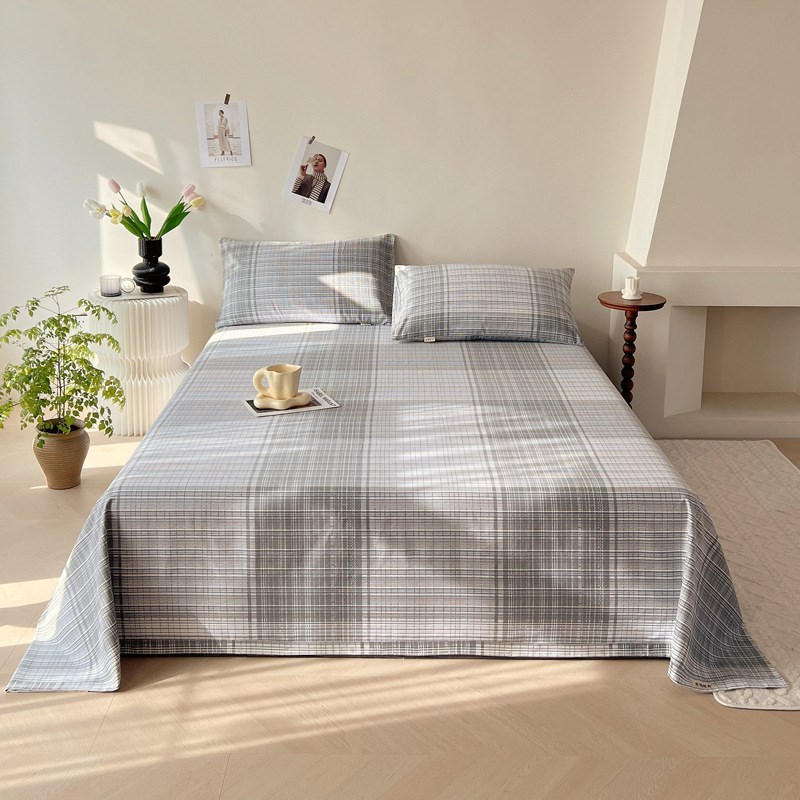 新款加厚日系老粗布凉席床单单件全棉亚麻被单学生宿舍三件套