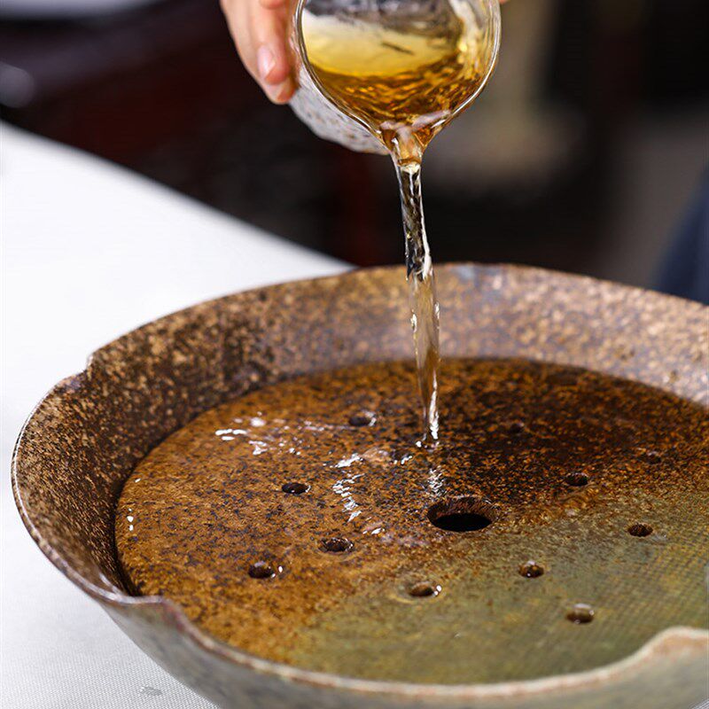 粗陶窑变壶承托功夫茶具茶盘仿柴烧干泡盘茶台储水式茶海