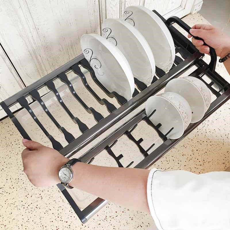 【折扣价】厨房台面碗碟置物架抽屉内置收纳碗盘橱柜拉篮用一体碗