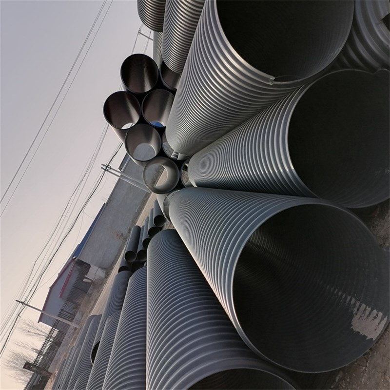 厂家PE钢带增强波纹管PE排污排水PE波纹管DN300 400 500金雄