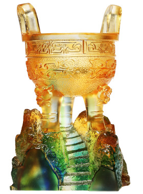 琉璃工艺品三足圆鼎办公室摆件开业礼品实用大气店铺公司商务定制